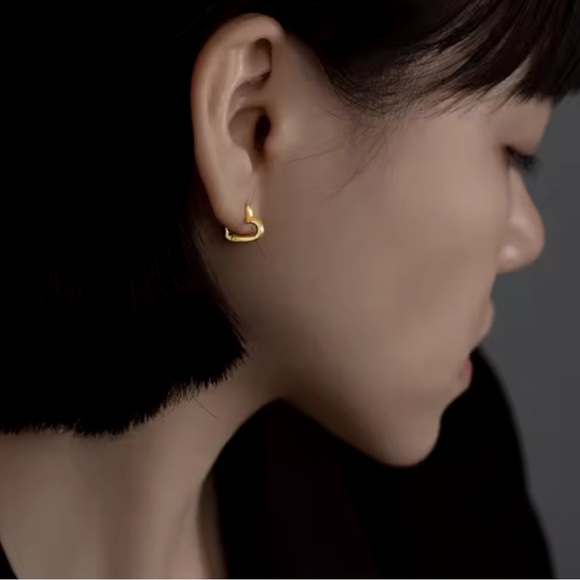 Alba - Gold Stainless Steel Heart Hoop Earrings - Picture 3 of 10